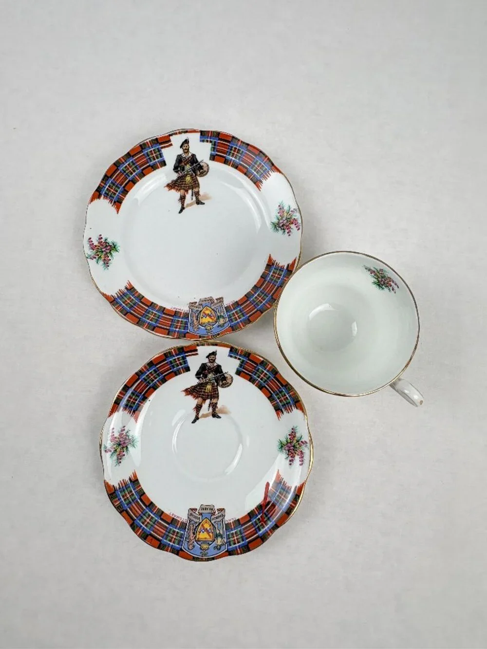 VTG Royal Standard Bonnie Scotland Clan Stewart Teacup Saucer Plate Trio Set